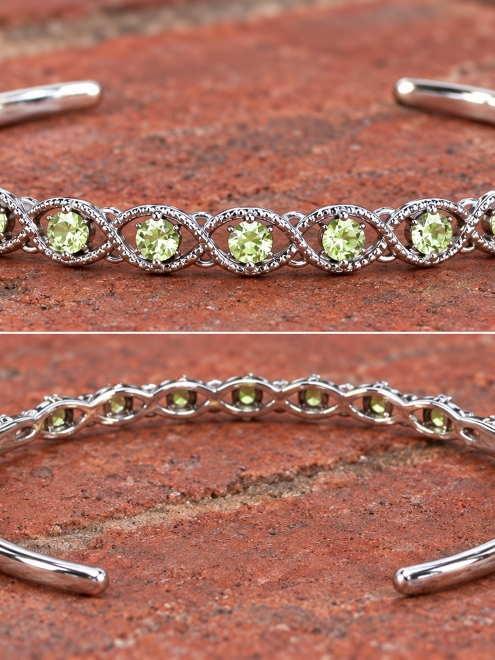 Peridot Cuff Bracelet - Green Gemstone Bangle